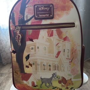 Loungefly Disney Fall Scene Backpack - Brown and Cream